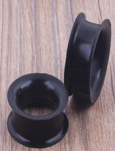 mix 425mm silicone double flare silicone flesh tunnel ear plug 96pcs black color body jewelry8323288