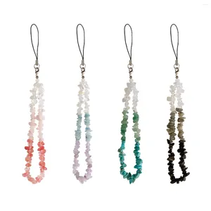 Keychains Multicolor Semi-precious Stone Beads Phone Chain Trendy Handmade DIY Crystal Beaded Pendant Accessories Jewelry Gift