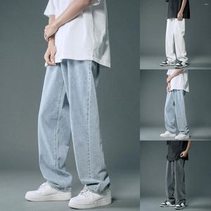 Calças de brim masculinas moda casual solta rua perna larga calças calças carga baggy coreano