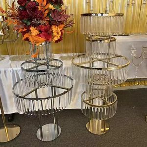 Matbord mittpieces höga guld centrepieces blommor vas för bröllop bord party bordscentra bitar guldcylinder vas för blomma boll mittstycken 458