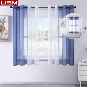 Lism gradiente esquerda e direita tule cortinas para sala de estar quarto organza voile cortina janela tratamento painéis personalizados 240129