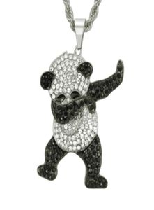 Diamante incrust panda pingente colar acessórios legais longo estilo pingente colares ouro e prata duas cores colares49080906792101