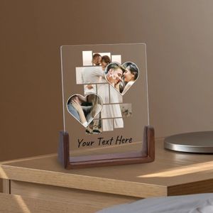 Quadro de imagem personalizado com seu texto de aniversário do dia dos namorados Presente para Coustle seu memorial personalizado acrílico PO Frame 240131