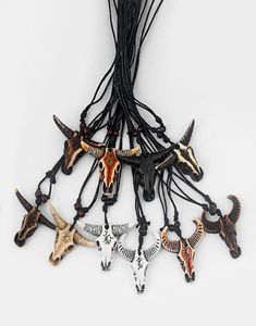 Drop 10pcs Mixed Faux Yak Bone Resin WhiteBrownBlack CowOx Pendant Necklace Cave OMAUMOHM Necklace7309709