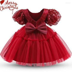 Girl Dresses Baby Girls Christmas Evening Gown Sequins Princess Dress Flower Wedding Costumes Kids Puffy Xmas Party Clothes 2024