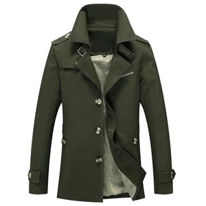 Outono outono masculino trench coat masculino sólido fino ajuste negócios algodão homem casual outwear S-4XL axp239 240124
