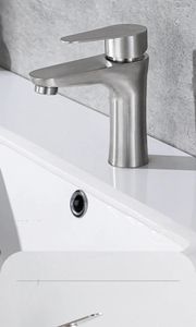 Bathroom Sink Faucets Basin And Cold Faucet 304 Stainless Steel Single Hole Wash MaBlack Brushed Silver