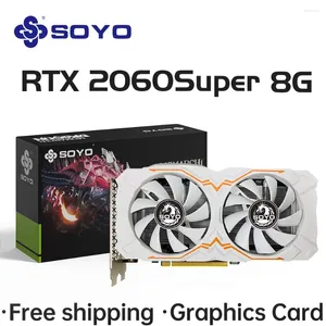 Grafik Kartları Soyo NVIDIA RTX2060 Süper 8G GDDR6 Video Bellek HDMI DP DP DVI PCIE3.0X16 RTX 2060 Masaüstü PC için Oyun Kartı