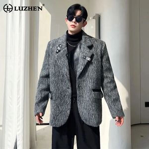 Luzhen şık zarif yüksek kaliteli yün takım elbise ceket erkekler moda vintage gevşek blazers lüks gündelik blazer ceket fde40a 240201
