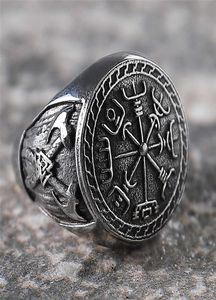 Anéis de aço fino de alta qualidade para homens Viking Totem Inoxidável Machados Duplos Homem Anel de aço titânio 4743857