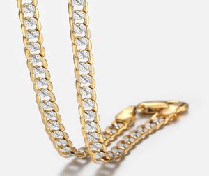 Modehalsband 4mm Menskedja Kedjan Flat Hammerade Curb Cuban Gold Filled Necklace Jewlery HGN643546818