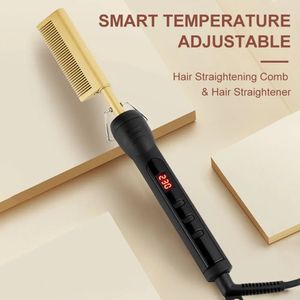 Comb Straightener for Wigs and African Hair Flat Irons Fast Heating Straightening Brush Straight Curler Roller Styler Tool 240130