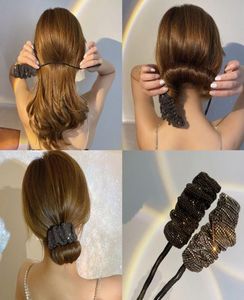 Błyszczący kryształowy high sensa opaska do włosów w Korea Południowa Dongdaemun Temperament Kobieta Lazy Bun Ozdoba włosów Rhinestone Updo Gadget5021792
