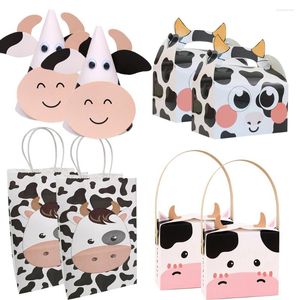 Present Wrap Cow Pattern Candy Boxar Kartongkakor för barn Farm Animal Temed Happy Births S presentförsörjning