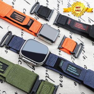 Watch Bands Canvas Sport Strap For Apple Band 49mm Ultra 45mm 44mm 41mm 40mm Nylon Alpine Trail Loop Bracelet IWatch Series 8 7 5 6 Se