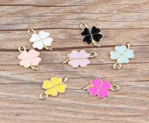 Bulk 200PCSlot Clover Charms hängen 12x19mm Armband Charms Emalj Clover Pendants 7 Colors Diy Craft Making8216553