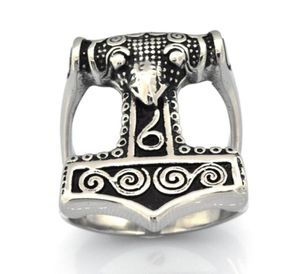 FANSSTEEL gioielli vintage da uomo o da donna in acciaio inossidabile viking SPLIT SHANK THORS HAMMER RING TOOL RING FSR15W0068154869802138