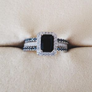 Anelli nuziali in argento sterling 925 set 3 in 1 anello a fascia per le donne fidanzamento gioielli moda sposa dito natale5930271
