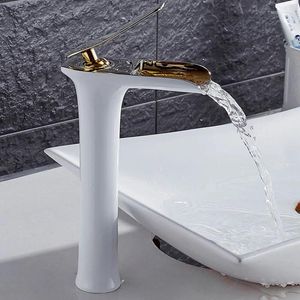 Bathroom Sink Faucets Copper Alloy Black Ancient Waterfall Above Counter Basin Faucet European Antique Cold And Water