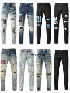 Amirs designer Mens jeans roxo jeans ksubi jeans High Street Hole Star Patch Mens mulheres amirs estrela bordado jeans estiramento calças slim-fit jeans verdadeiros