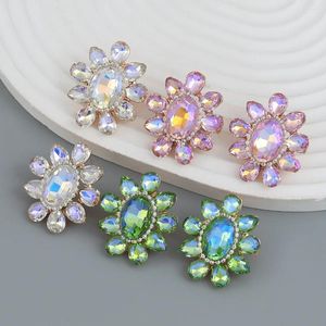 Studörhängen koreansk moderosa blomma för kvinnor pärlstav kristall kronblad boho studs örhänge smycken pendiente