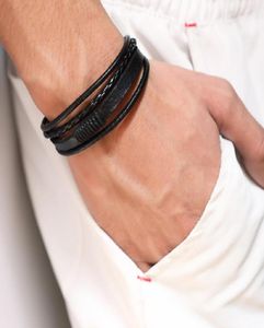 Braccialetti con ciondoli da uomo in pelle marrone nero intrecciato moda design fatto a mano gioielli Hip Hop braccialetti punk per uomo Gifts6859803