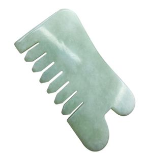 Natural Jade Massager Comb Multifunktionell handhållen stenhuvud och meridianer Combs Guasha Board Form Massage Hand Relaxation Tool4911967