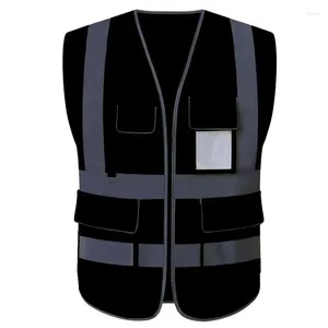 Men's Vests High Quality Hi Vis Reflector Jacket Reflective Safety Vest With Multi Pockets