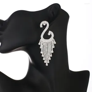 Dangle Earrings Luxury Rhinestone Crystal Long Tassel For Women Bridal Drop Dangling Party Wedding Jewelry Gifts E747