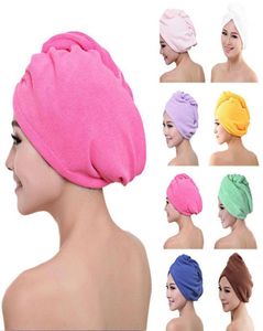 Microfiber Hair Drying Towel Wrap Turban Head Hat Bun Cap Shower Dry Microfiber Bath Towel A15702262