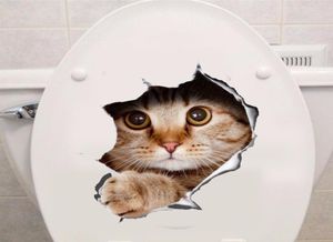 waterproof Cat Dog 3D Wall Sticker Hole View Bathroom Toilet Living Room Home Decor Decal Poster Background Wall Stickers8986091