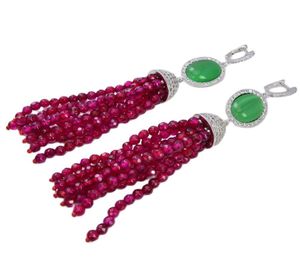 Guaiguai biżuteria biała perła zielona jadeiła kryształowe kolczyki z czerwonym agatem cZ montaż ręcznie robione dla kobiet prawdziwe klejnoty kamienna dama moda żydowska 8322365