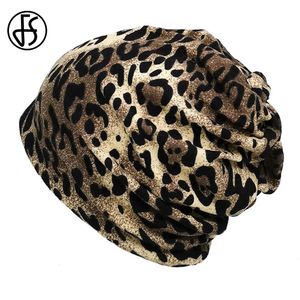 FS Black Gold Leopard Print Beanies for Men Cold Protection Women Ring Scarf Dual Purpose Outdoor Cycling Pullover Cap Gorras 240124