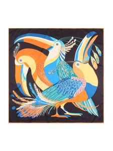 Twill jedwabny szalik 90 cm damskie Ręce Ręczne szale kwadratowe torba bandanas włosy głowica szyja dekoracja faulard 90 cm Walentynki wszechstronne szaliki Toucans de Paradis