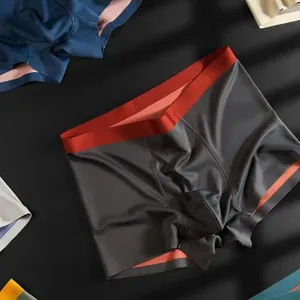 Cuecas masculinas macias respiráveis boxers de secagem rápida cintura elástica sedosa tecido suave roupa interior confortável para