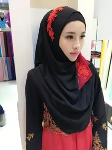 Etniska kläder malaysia muslimska omedelbara hijab broderier islamiska halsduk arabiska sjalar bär direkt