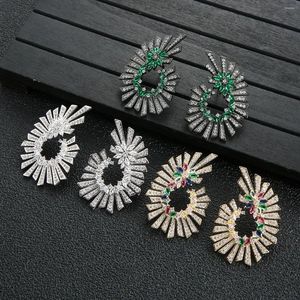 Dangle Earrings Luxury Multicolor Fireworks Drop for Women Wedding Cubic Zirconia Dubai Bridal Earring Jewelry Accessories E9214