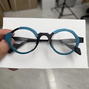 Montature per occhiali da sole Eleganti occhiali in titanio belga a forma rotonda con lenti graduate unisex pocromiche e progressive