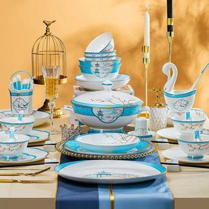 Dinnerware Sets Jingdezhen Ceramic Tableware Dishes Set Household Gift Wholesale Source Factory Bone Porcelain