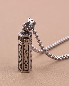 Titanium Vintage Ash Box Pendant Jewelry Pet Urn Cremation Memorial Keepar Openable Put i Ashes Holder Capsule Chain Necklace7558951