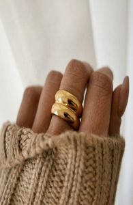 13 mm bred 18k guld IP -plätering av rostfritt stål slät bröllopband chunky ring underbar detaljerad guldblod ring för damer4067422