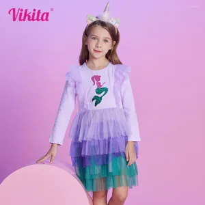 Sukienki dziewczynki Vikita wykonuj sukienkę syreny dla dzieci księżniczka tutu maluch jesienne balus