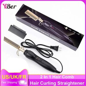 Multifunctional Comb Hair Straightener For Wigs Anti-scalding Heating Comb Hair Curling Straightening Tool Wet And Dry Hair 240119