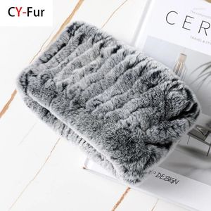 Scarves Women Real Fur Handmade Stretch Scarf Knit Genuine Rex Rabbit Headbands Girls Natural Ring Cowl Snood Winter