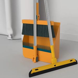 Broom och Scoop Set Hushållens plast 180 ° roterbar stående vikande dammpanens badrumsvattentorkare för att svepa rengöringsprodukter 240123