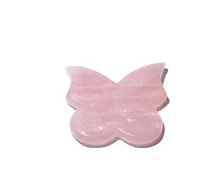 Borboleta criativa natural gua sha placa massageador handhand cuidados com a pele guasha borboleta chinesa rosa quartzo raspagem massagem tool5424267