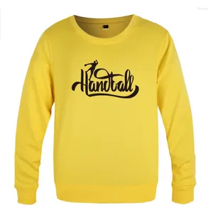 Herrtröjor handboll tryck tröja män våren hösten långärmad o-hals pullover casual man streetwear sport fitness hoody tåg