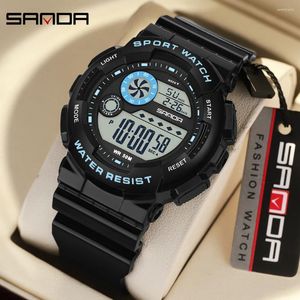 Armbanduhren SANDA 6114 Luxus Militärische elektronische Uhr LED wasserdicht stoßfest Sport individuelle Student Kinder Digital