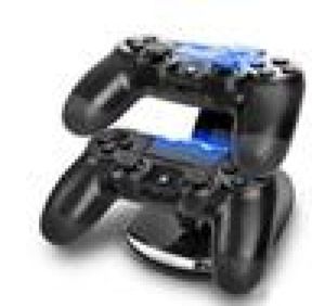 Dubbel ny ankomst ledde USB -laddadockdockning av vagga stationstativ för trådlöst Sony PlayStation 4 -spelkontroller Charger7776547
