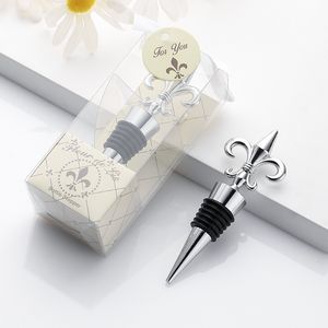 100pcs Fleur-de-lis Wine Stopper Wedding Favors Chrome Wine Bottle Stoppers in Gift Box Perfect For Any Party Occasion Gifts Favor